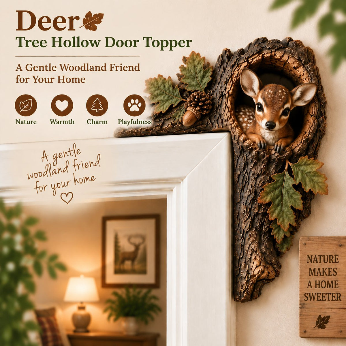 ⏰Limited Time 50% OFF 🐿️ 2D Chipmunk Tree Hollow Door Topper | Woodland Animal Doorway Decor For Cozy Nature Homes
