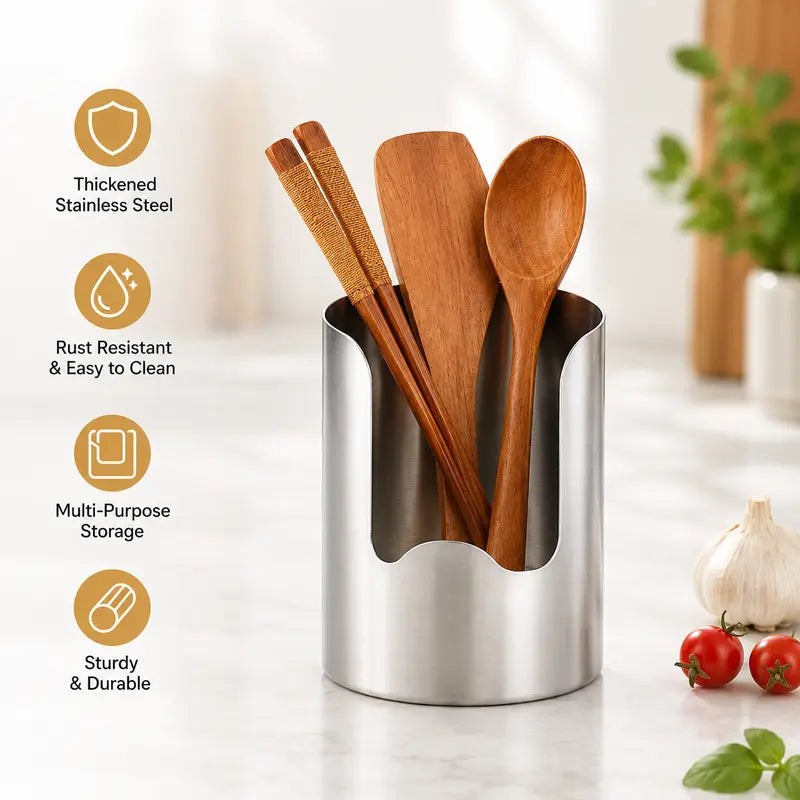 🔥50% OFF🍳 Thickened Stainless Steel Utensil Organizer, Rust Resistant Easy to Clean