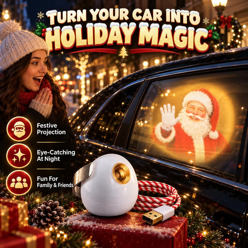 ⏳ Last Day 49% OFF – 🎅 Santa Beam Christmas Car Projector | USB-Powered Holiday Light with 6 Festive Santa Films ✨