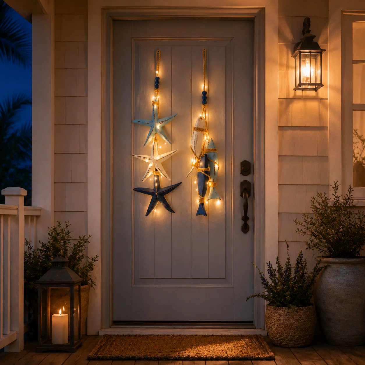 ⭐2026 OFERTA ESPECIAL🐟🌊Decoración Colgante de Estrella de Mar y Pez de Madera Iluminada Estilo Costero