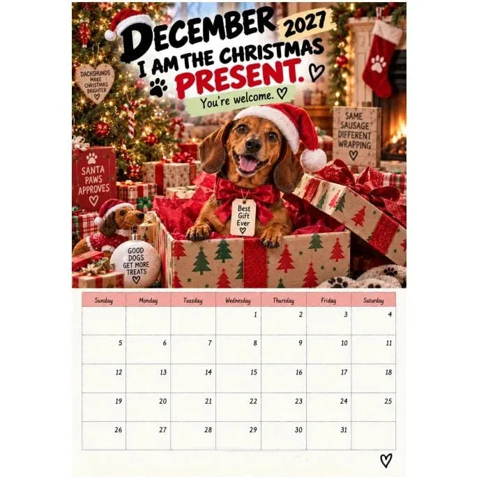 2027 Funny Dachshund Wall Calendar – 🐶Sarcastic Sausage Dog Calendar, A4 Monthly Dog Lover Gift