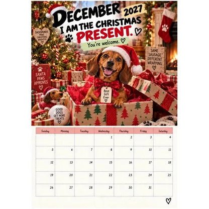 2027 Funny Dachshund Wall Calendar – 🐶Sarcastic Sausage Dog Calendar, A4 Monthly Dog Lover Gift
