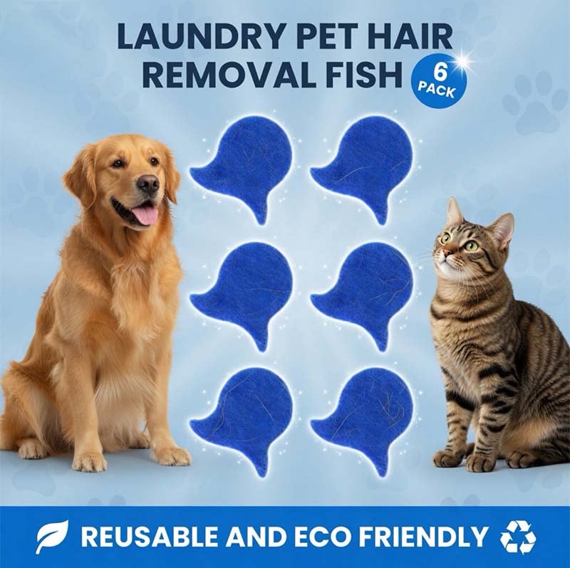 🔥HOT SALE 49% OFF🐟 6-Pack Fish-shaped Pet Hair Remover, Reusable Lint Catcher for Washer & Dryer, Clothes, Bedding, Fabrics✨