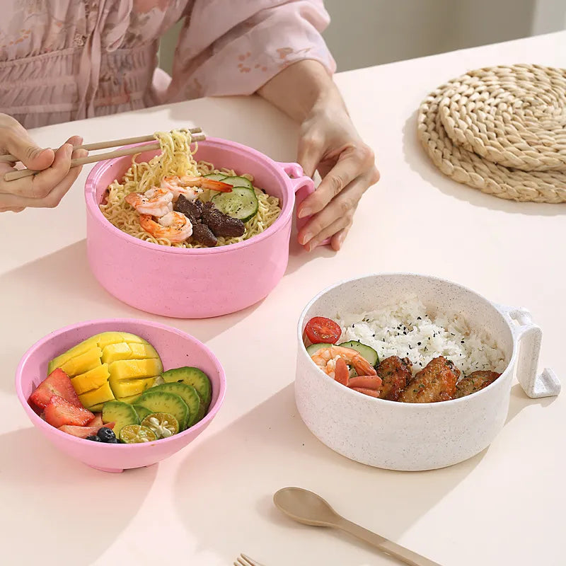 🍜Ramen Bowl Set, 1/2 Counts Microwave Safe Instant Noodle Bowl & Tableware Kit, Durable Matching Lunch Box For Student and Office Workers