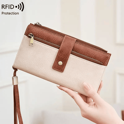 🔥Last Day 49% OFF🔥RFID Blocking Women's Long Wallet: Stylish Solid Leather Clutch (Large Capacity)👛