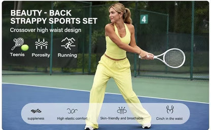 ⚡Grandes Ofertas 49% DTO🔥Conjuntos deportivos de 2 piezas para mujer - Chándal ajustado de poliéster-seda con estilo veraniego