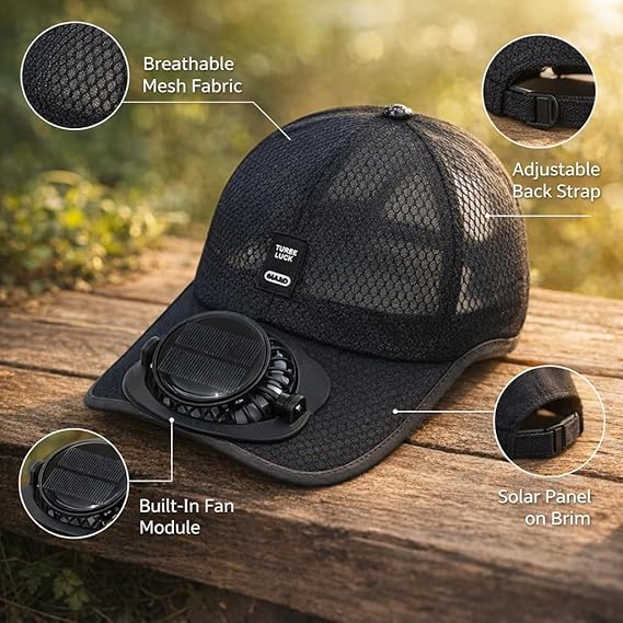 ☀️ OFERTA ESPECIAL 2026 Gorra de Refrigeración Profesional para Exteriores – Gorra con Ventilador de Energía Dual Solar + USB con Protección Solar UPF 50+