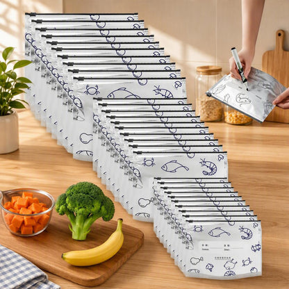 Reusable thickened upright aluminum foil sealing storage bags with labels