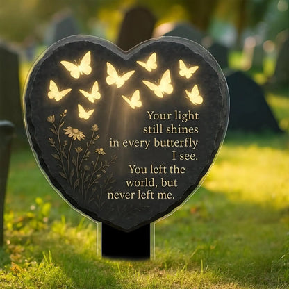 🦋💖 Unique Butterfly Heart-Shaped Floral Acrylic Outdoor Memorial Plaque