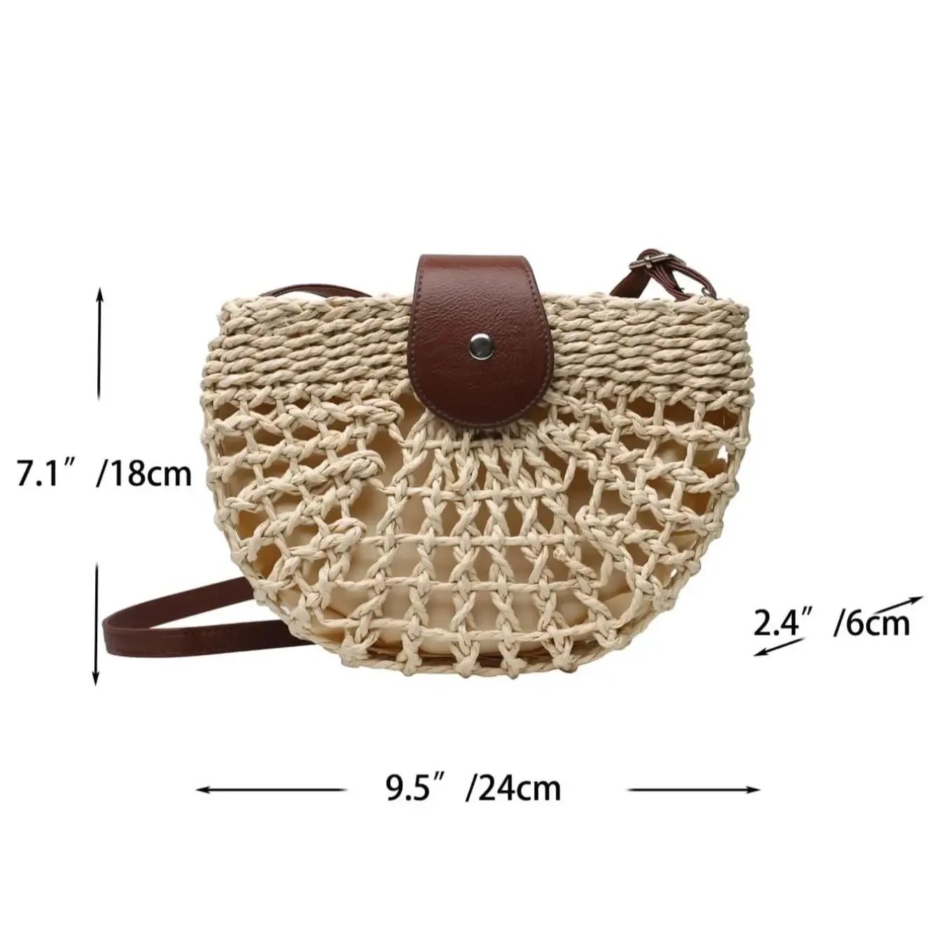 🔥49% OFF✨Women's Boho Semicircular Shape Hollow out Straw Bag