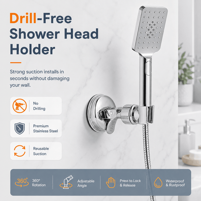 🎁Last Day Promotion 49% OFF🔥No-Drill Suction Cup Stainless Steel Shower Head Holder
