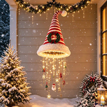 🎅✨Light‐Up Santa Hat Hanging Chandelier Decoration