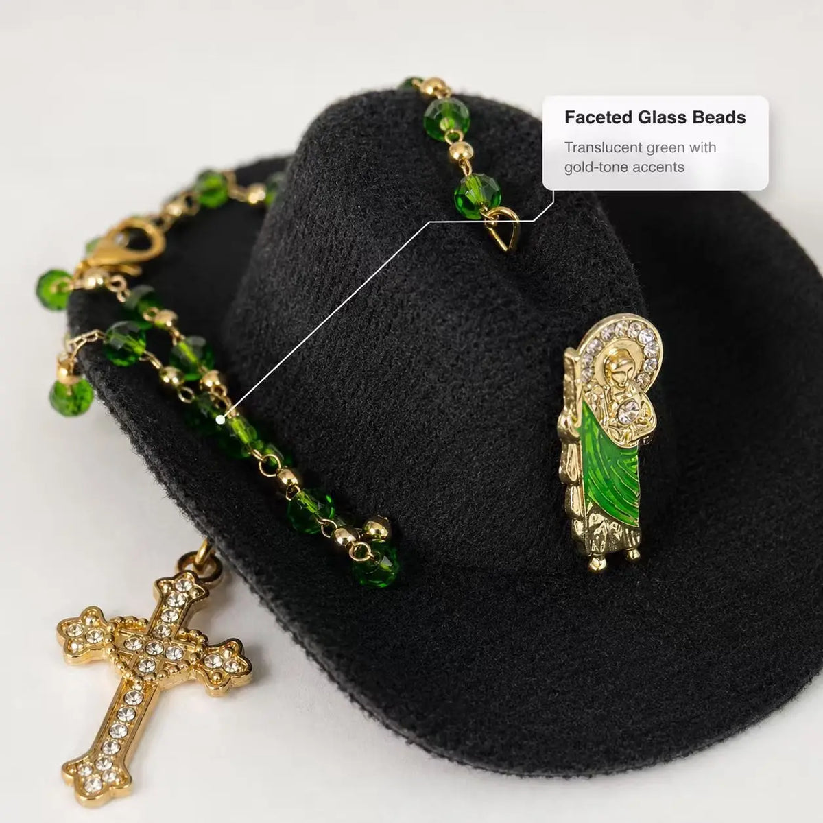 ✝️St. Jude Car Blessing Charm. Handmade Protection Gift Decoration-Black Sombrero Car Ornament Car Trinkets