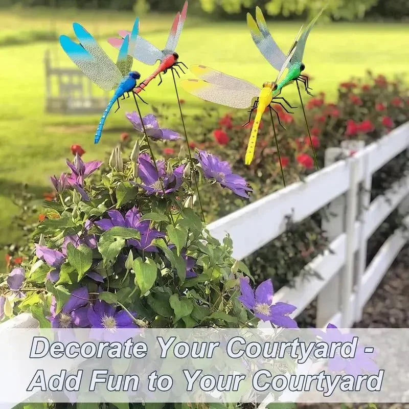 12 Counts Outdoor Fake Dragonfly Rod Clip, Garden MetalDragonfly Clip