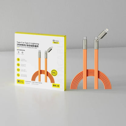 240W Supercarga Soporte Invisible Giratorio 360° Cable de Carga Desmontable 2 en 1