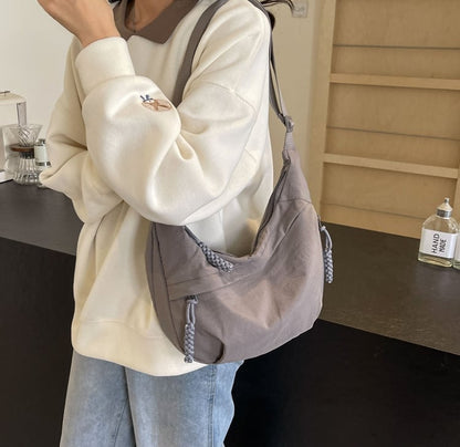 🏆5k sold this week!👜Women's Fashion Plain Color Nylon Crossbody Hobo Bag