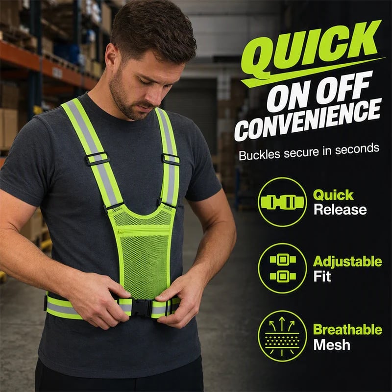 🔥High Visibility Reflective Vest Adjustable Safety Running Gear with Pocket
