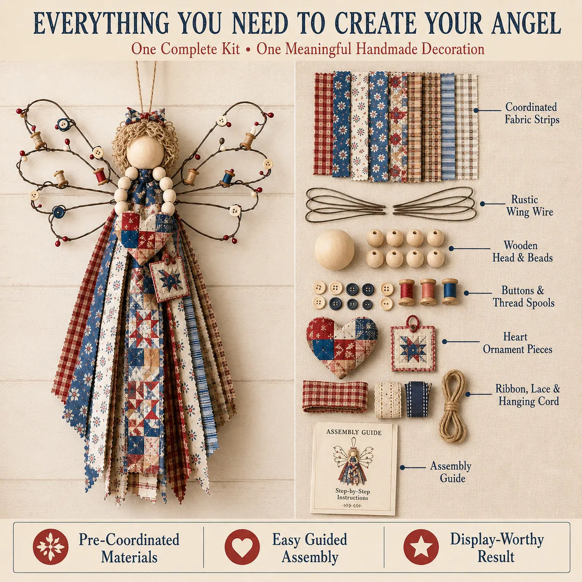 🔥This Week 50% OFF - Angel Fabric Hanging DIY Kit - Stitch a Little Blessing That Stays Forever