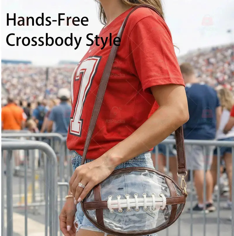 🏈 Clear Football-Shaped Crossbody Bag✨
