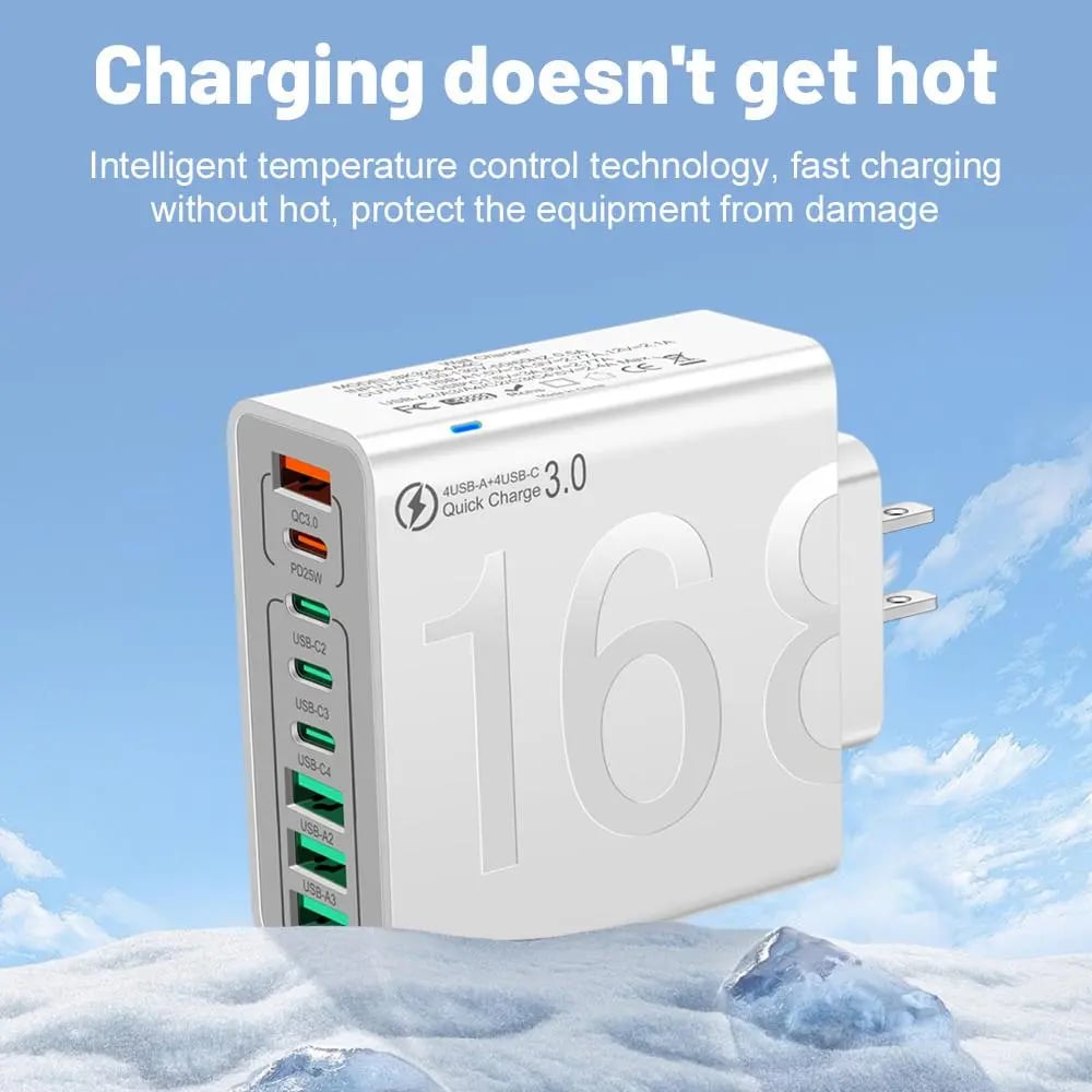 🎁8-Port Smart USB-C & USB-A Fast Charging Hub for Phones & Tablets