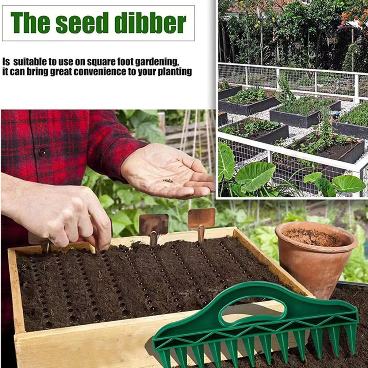 50% OFF🌱Garden Seed Spacer & Dibbler – 12-Hole Precision Planting Tool