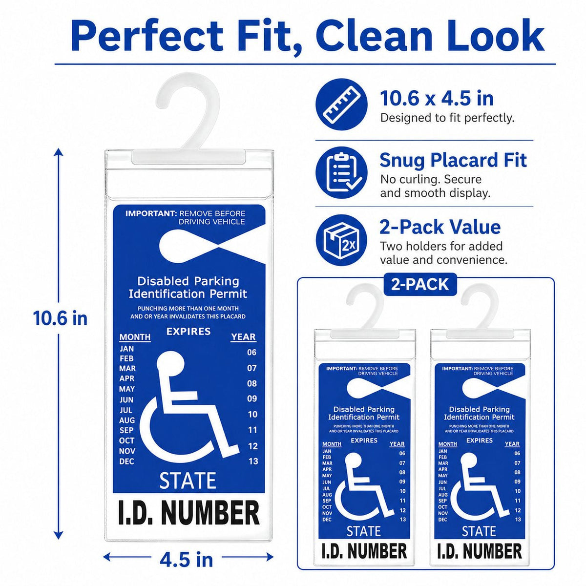 🔥🚗 Handicap Parking Placard Holder( 2 Pcak )🔥(Excluding blue cards)
