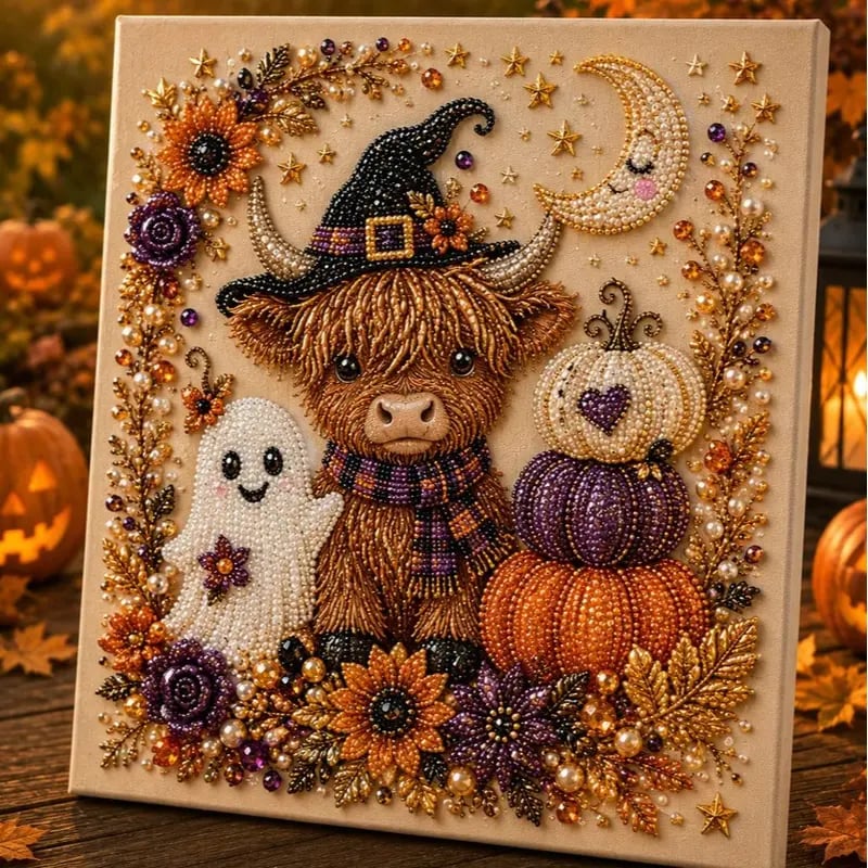 Cute Halloween Ghost Pearl Art DIY Kit (8 × 8 in)