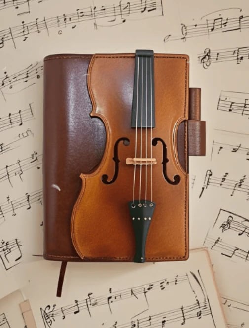 🔥HOT SALE - Vintage Violin Leather Notebook - Retro Lined Journal for Writing, Musical Gift for Musicians, Music Teachers & Music Lovers