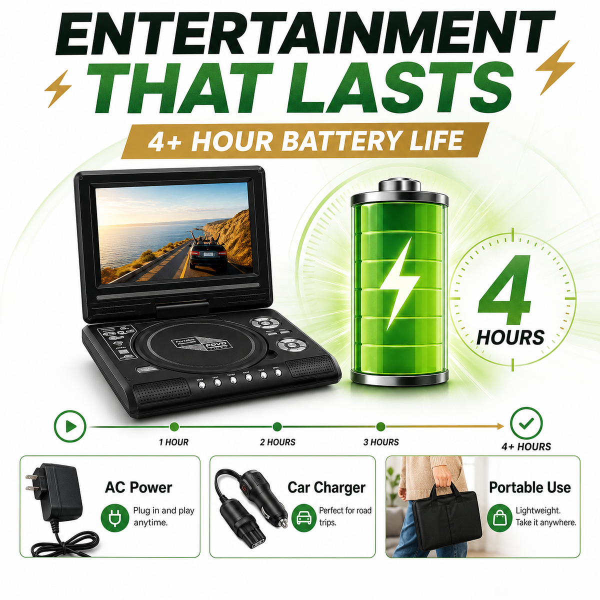 🎁Best Gift for Your Family🎉—📺 7.8' HD Portable DVD/EVD Player – Large Screen, Rechargeable & Compatible with DVD/CD/USB/SD