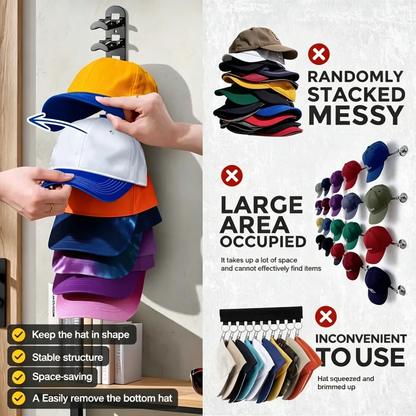 Hat Rack for Wall – Baseball Cap Organizer Holds Up to 20 Hats
