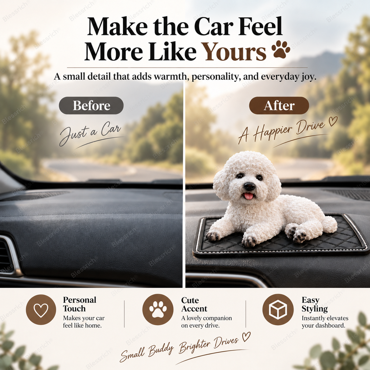 Poodle Car Ornament – The Cutest Dashboard Upgrade 🐶✨
