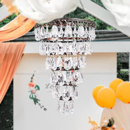 Solar-powered suspended acrylic crystal chandelier