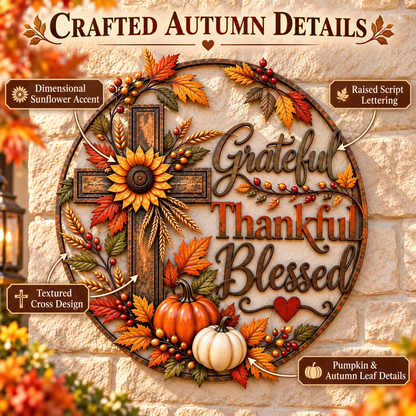 🍂 Grateful • Thankful •  Fall Faith Wall Decor ✝️🌻