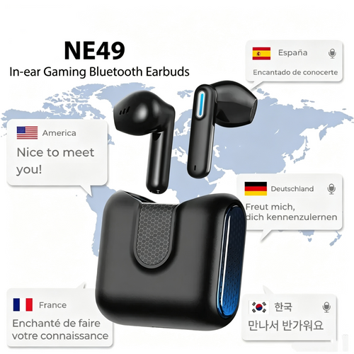 NE49 TWS Wireless Earbuds - Bluetooth 6.0 Gaming Headsets, High Fidelity, IPX5 Waterproof Headphones, Built-in Microphone, Gaming Stuff, Headphones Bluetooth, Mens Gifts, Birthday Gifts for Him, Ideal for Sports