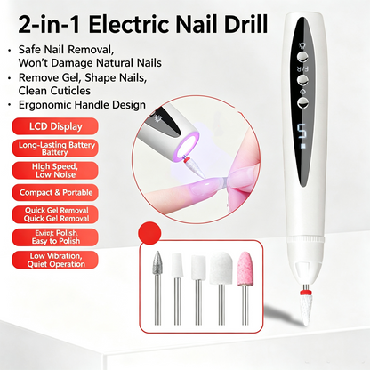 2-in-1 Electric Nail Drill with UV Gel Light Portable Manicure Pedicure Kit