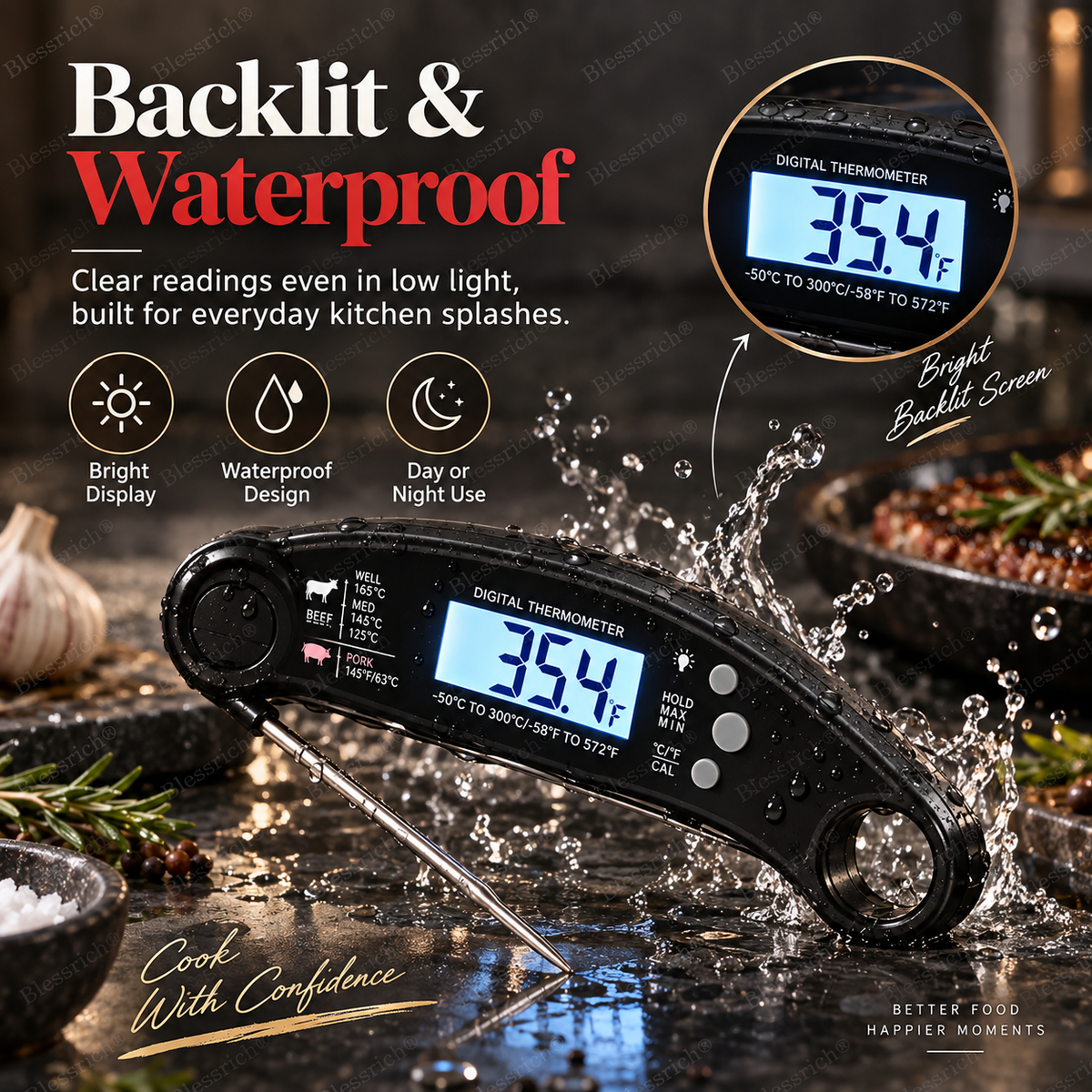 Instant-Read Digital Meat Thermometer