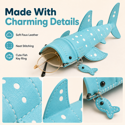 ✨🦈 Cute Whale Shark Wide-Mouth Glasses Case – Clip-On Eyewear & Essentials Pouch ✨