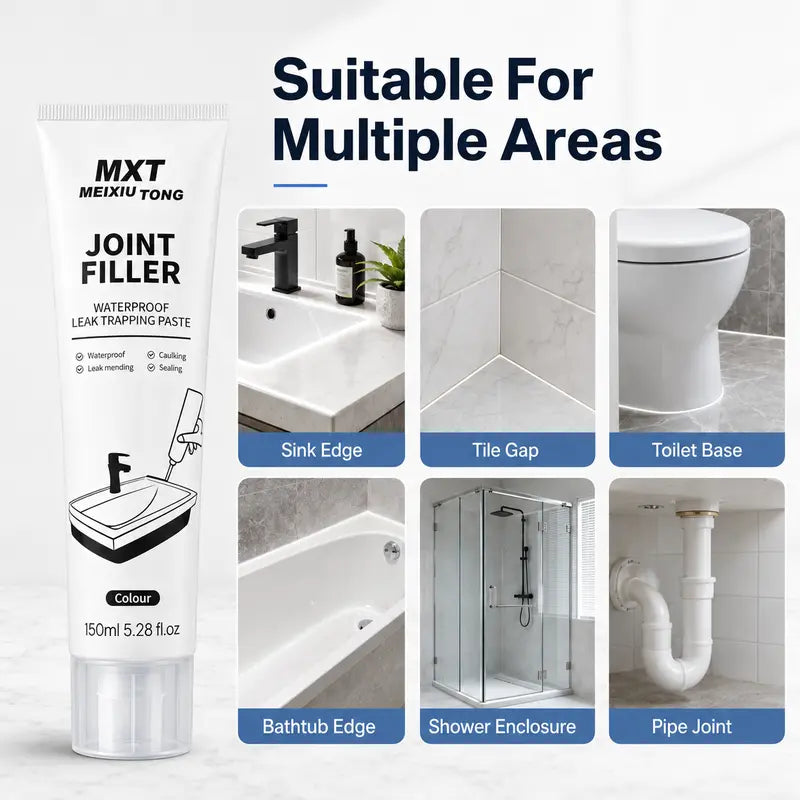 Waterproof Joint Filler for Kitchen & Bathroom, Includes Scraper