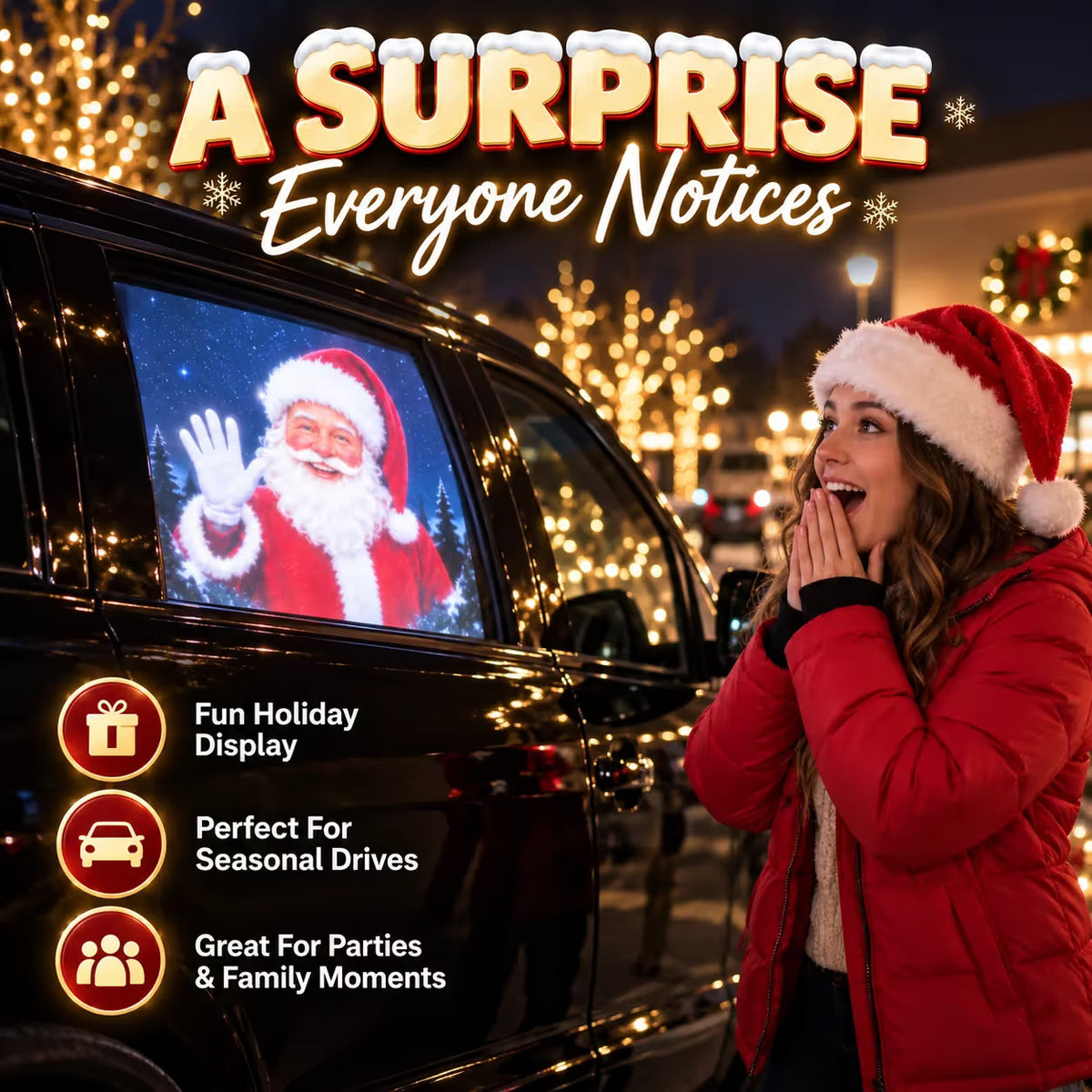 ⏳ Last Day 49% OFF – 🎅 Santa Beam Christmas Car Projector | USB-Powered Holiday Light with 6 Festive Santa Films ✨