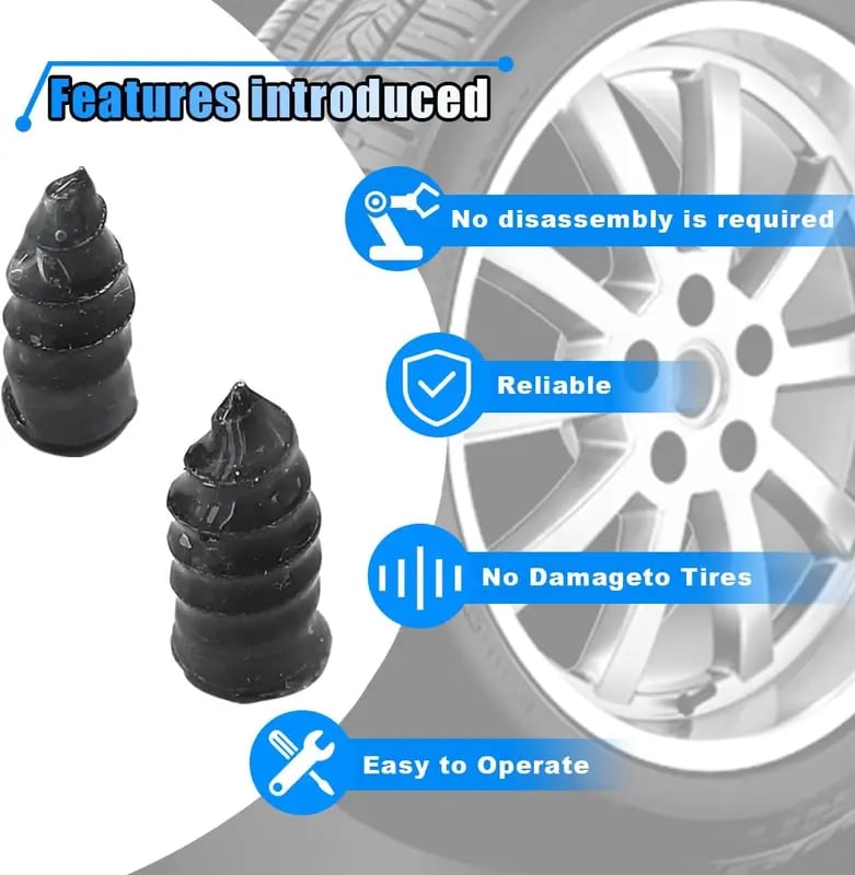 60 tornillos enchufables para reparación de neumáticos, kit de clavos de goma al vacío para reparación de neumáticos, autoservicio