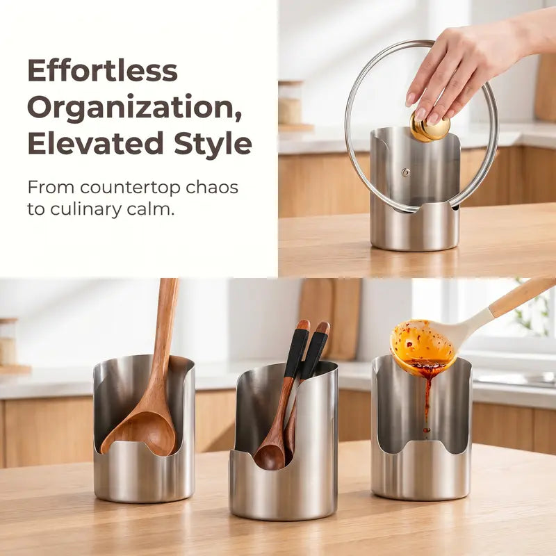 🔥50% OFF🍳 Thickened Stainless Steel Utensil Organizer, Rust Resistant Easy to Clean