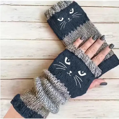 Let cats warm your hands🐱Knitted Fingerless Gloves🧶
