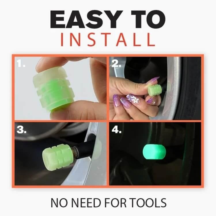 🔥🚗Glow-in-the-Dark Tire Caps 💡