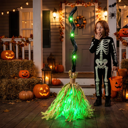 Animated Halloween Witch Broom with Lights, Sound and Motion Decor