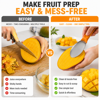 🥭 3-in-1 Fruit Cutter & Scoop Tool – Easy Mango Slicer, Fruit Separator & Serving Spoon for Quick Fruit Preparation