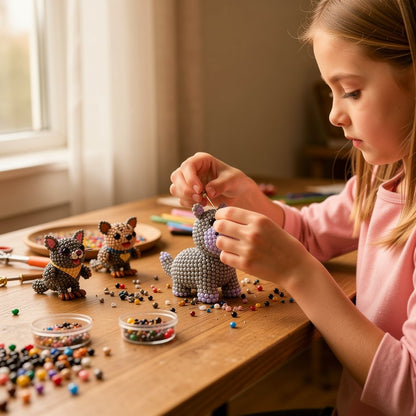 🔥🧵✨ Kit DIY de Animales con Cuentas 3D Pequeños (Producto sin terminar)
