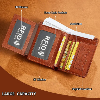 Billetera de cuero ultradelgada RFID
