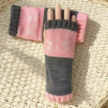 Let cats warm your hands🐱Knitted Fingerless Gloves🧶