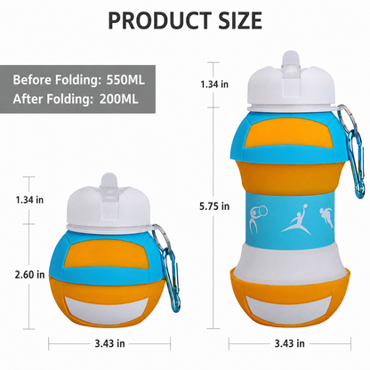 Soccer-themed Silicone Folding Water Bottle