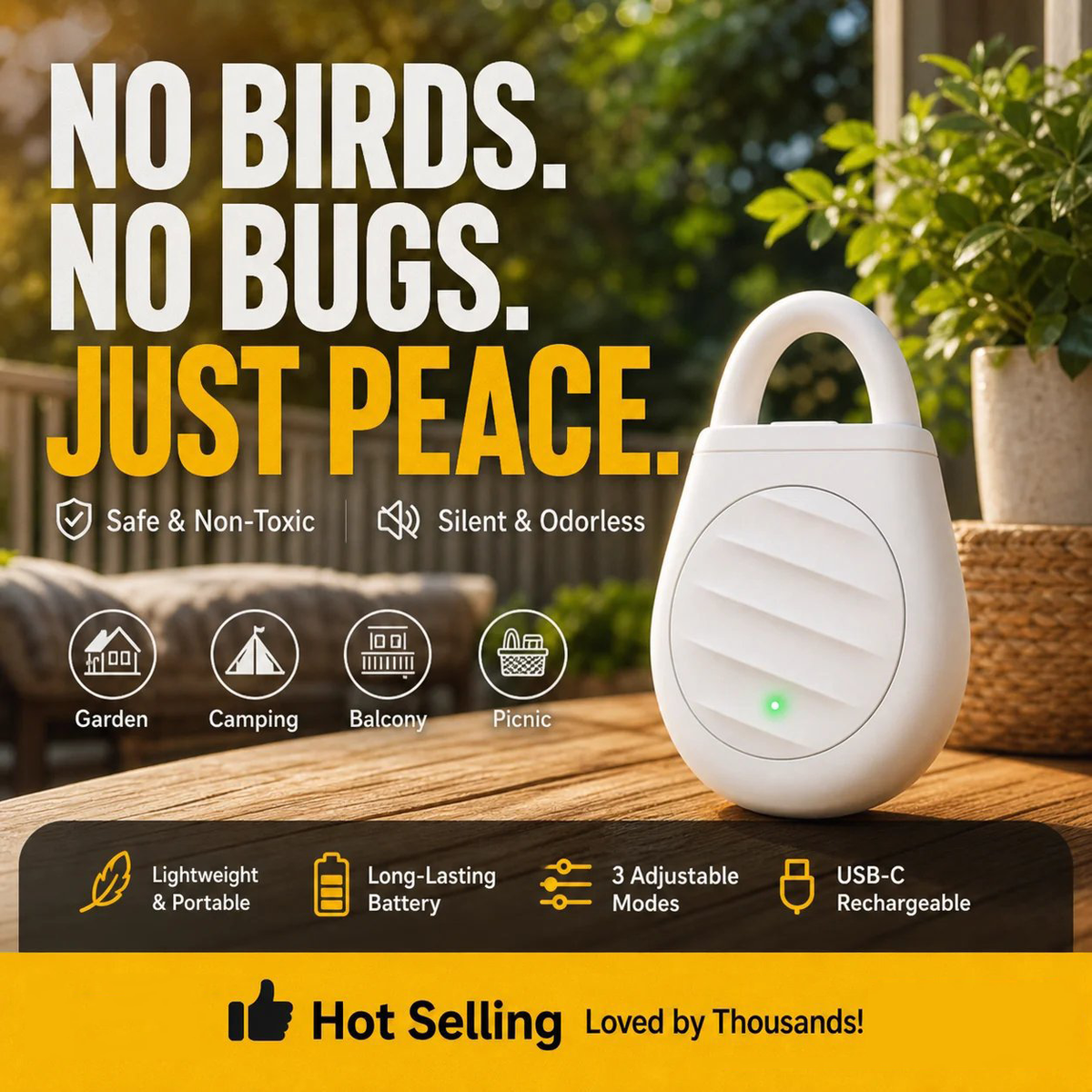 🔥Limited time offer Buy 3 get 2 free！🐦No more trouble from birds, beasts and locusts！Portable Ultrasonic Bird Repellent Keychain